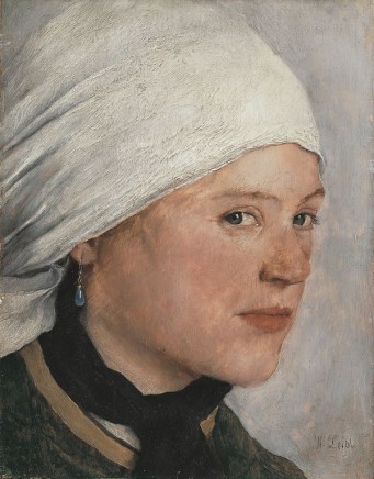 Wilhelm Leibl (1840-1900), Girl with white headdress, ca. 1876/77, oil on wood, 21,4 x 16,7 cm, Neue Pinakothek Munich