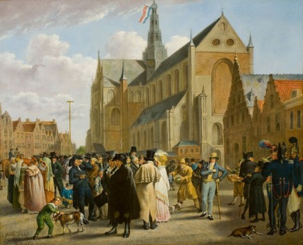Wybrand Hendriks (1744-1831),Celebrations in Haarlem market square, 1825, oil on panel, 57,5 x 71,5 cm, Frans Hals Museum Haarlem