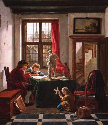 Abraham van Strij (1753-1826), The drawing lesson, oil on canvas, Dordrechts Museum