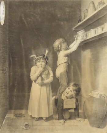 Marie-Ernestine Serret (1812-1884), Les petits voleurs, c. 1840, chalk on paper, 44,7 x 36 cm, Kunsthalle Bremen