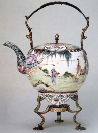 AN ENAMEL TEA KETTLE AND STAND, Qianlong (1736 - 1795)