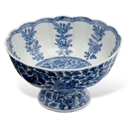 A Chinese Blue and White Stem Bowl, Kangxi (1662 – 1722)