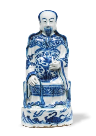 A Chinese Blue and White Figure of Zhenwu, Wanli (1573-1619)