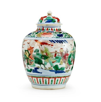 A CHINESE WUCAI JAR AND COVER, 转变期 (1644 – 1661)