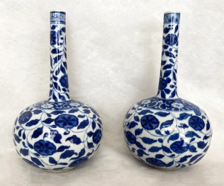 A Pair of Fine Chinese Bottle Vases, Kangxi 1622-1722