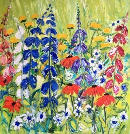 Foxgloves Oil on box canvas 40 x 40 inches