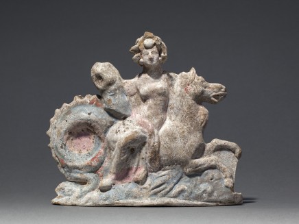 Canosan sculptural attachment of Thetis riding a hippocamp Apulia, c.3rd century BC Terracotta Height 14.6 cm