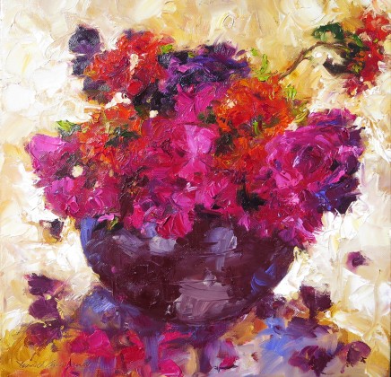 David Grosvenor, Red Roses, Geraniums and Lychnis