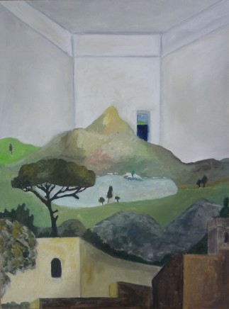 Emrys Williams, Interior with Walls of a Town and a Mountain
