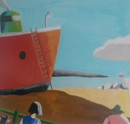 Emrys Williams, Red Boat with Ladder
