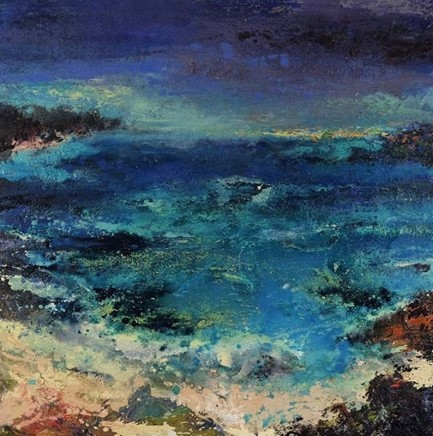 Nicola Rose Porthmeor Cove, Summer Oil and sand on canvas 90 x 90 cm