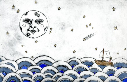 Devi Singh He Sings to the Moon and Stars Etching Edition of 14 22 x 32 cm