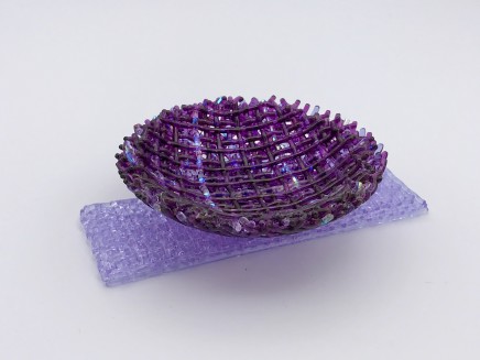 Cathryn Shilling Tiny: Violet/Neo Lavender on Neo Lavender Base, 2020 Kiln formed glass with Dichroic bowl on a Kiln formed glass base Bowl: 2 x 9 cm Base: 4 x 22 x 0.5 cm