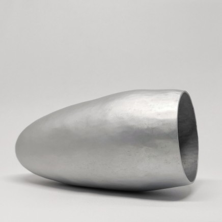 Nettie Birch Small Bullet Vessel Aluminium Vessel Hand Raised form Flat DIsc 5.7 x 12 cm
