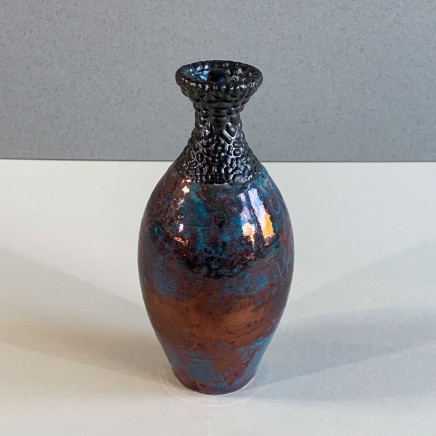 Keith Menear Raku Bottle 3 Ceramic with Lustre Glaze 16 x 9 cm