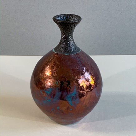 Keith Menear Raku Bottle 4 Ceramic with Lustre Glaze 19 x 12 cm
