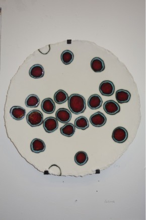 Mary Jane Evans Circles Hand built platter porcelain paper clay/glaze/oxides multi-fired Dia. 46 cm
