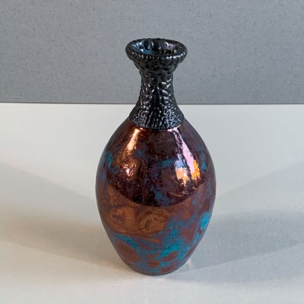 Keith Menear Raku Bottle 1 Ceramic with Lustre Glaze 16 x 9 cm