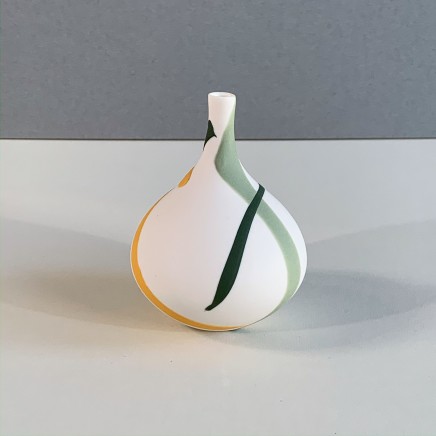 Ali Tomlin AT13 - Small Bottle, Green and Yellow Splash Porcelain 10 x 8 cm