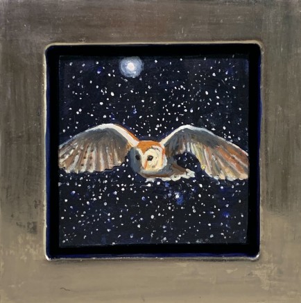 Julie Fleming Williams Owl Oil on canvas 14 x 14 cm