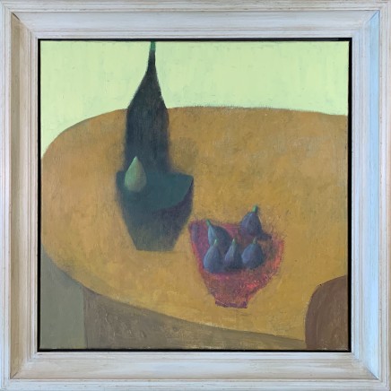 Nicholas Turner RWA Yellow Table with Figs Oil on linen 60 x 60 cm
