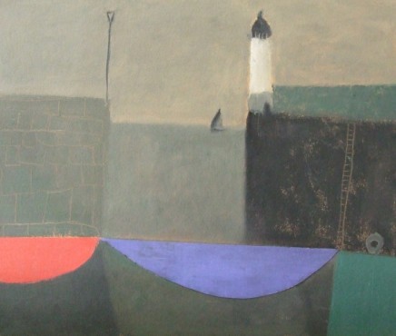 Nicholas Turner RWA Lighthouse Oil and collage 26 x 30 cm