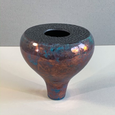 Keith Menear Flat Top Raku Bottle Ceramic with Lustre Glaze 13 x 12 cm