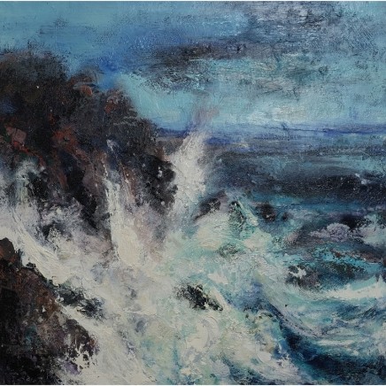 Nicola Rose Cornish Cliffs, Levant Mine, Pendine Oil and sand on canvas 90 x 90 cm