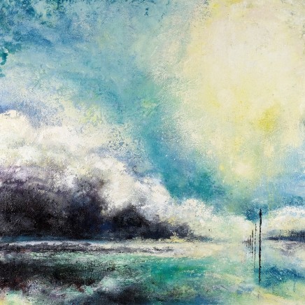 Nicola Rose Pale Sun Oil and sand on canvas 90 x 90 cm