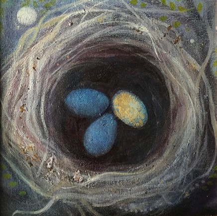 Catherine Hyde The Mistle-thrush Nest, 2018 Acrylic on canvas 30.5 x 30.5 cm