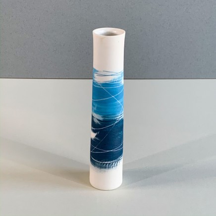 Ali Tomlin AT3 - Single Stem, Turquoise and Black Porcelain 16 x 3.5 cm