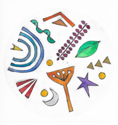 Devi Singh Hope Hand coloured etching Edition 2 of 14 19 x 19 cm