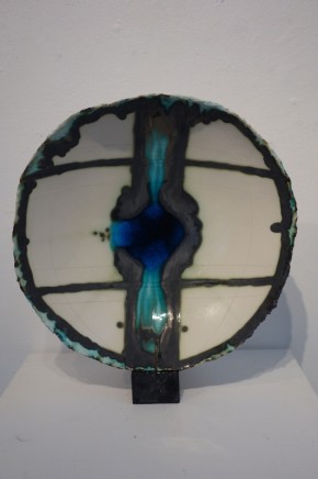 Mary Jane Evans Blue Pool I Porcelain paper clay engobes/glaze/oxides multi-fired Dia. 42 cm (18 cm deep)