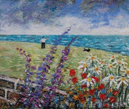Paul Robinson The View Over My Garden Wall Oil on canvas 25.5 x 30.5 cm