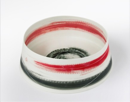 Ali Tomlin Medium straight sided dish black & red Unglazed sanded porcelain