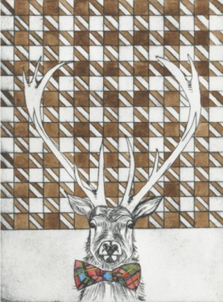 Devi Singh Deer Etching Edition of 14 20 x 15 cm