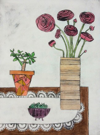 Devi Singh Ranunculus Etching 40 x 30 cm Edition of 14