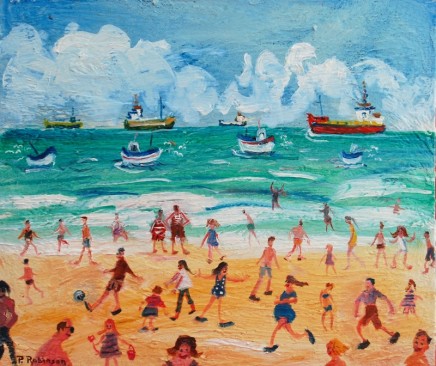 Paul Robinson Beach Oil on canvas 30.5 x 35.5 cm