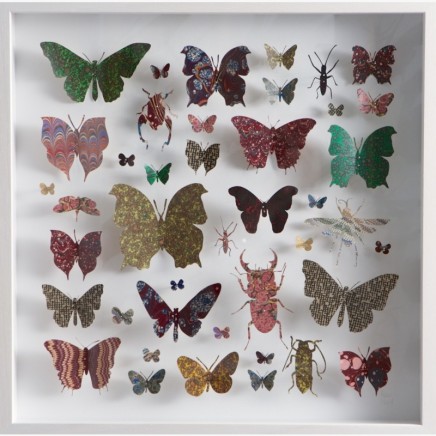 Helen Ward Lepidoptera 1 Victorian hand marbled paper and steel pins 80 x 80 cm