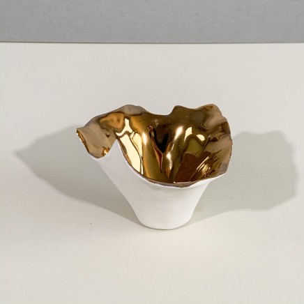 Penny Little Large Open Torn Form White Porcelain and Gold Lustre 5 x 9 cm