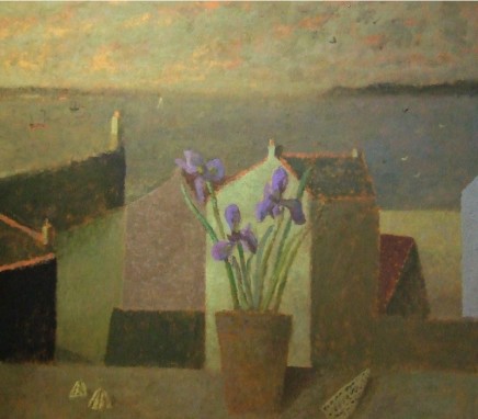 Nicholas Turner RWA Harbour with Irises Oil on board 51 x 58.5 cm