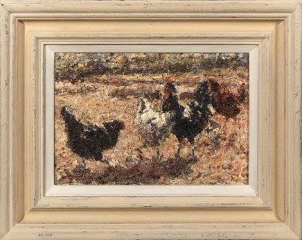 HARRY FIDLER RBA ROI, 1855-1935 Chickens in a farmyard