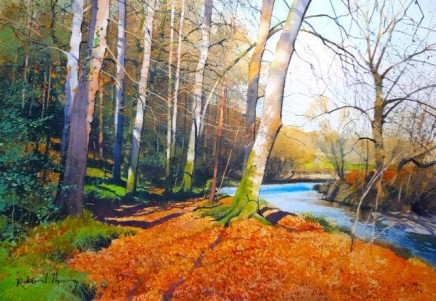 Richard Thorn RI SWAc , Late Autumn on the Riverbank