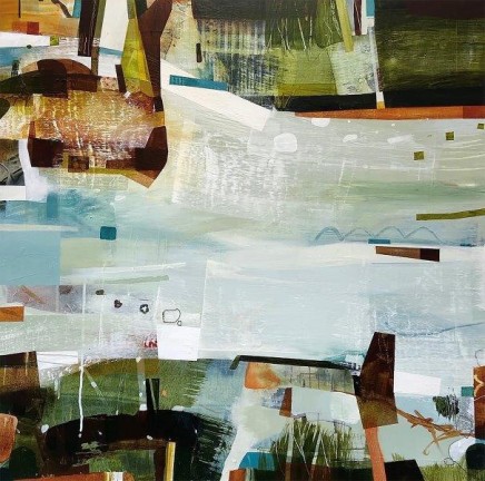 Julia Chance River 1 Acrylic & collage on panel 76 x 76cm, 30 x 30in