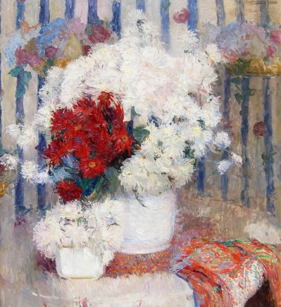 Ernest Jean Joseph Godfrinon, Still life of red and white flowers