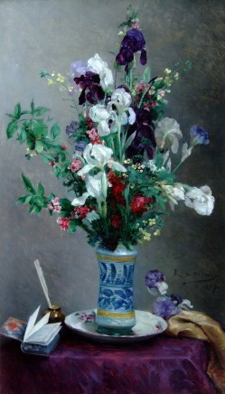 Louis-Joseph Raphael Collin, Mixed flowers in a blue vase
