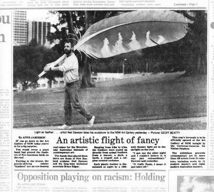 Light as a feather ... artist Neil Dawson totes his sculpture to the NSW Art Gallery yesterday - Picture Geoff...