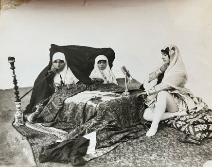 Antoin Sevruguin, Three Persian women seated around a kursi, Late 19th Century, early 20th Century