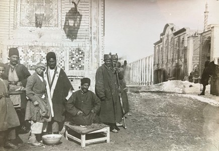 Antoin Sevruguin, Money dealers (Saraf) and guards next to the gate at Khiaban Nasseriyeh, Late 19th Century, early 20th Century