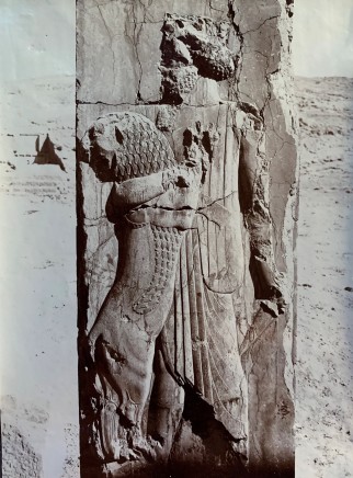 Ernst Herzfeld, Tachara Palace, Eastern Apartment, East Jamb of Doorway Linking the Two Apartment Rooms: View of Relief Picturing Royal Hero Strangling a Young Lion, Persepolis, 1923-28